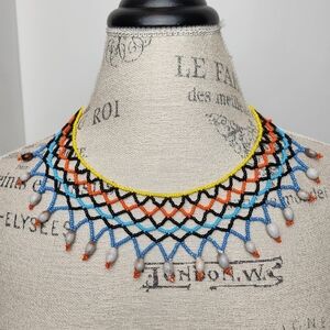 Vintage African Shell Bead Collar Necklace